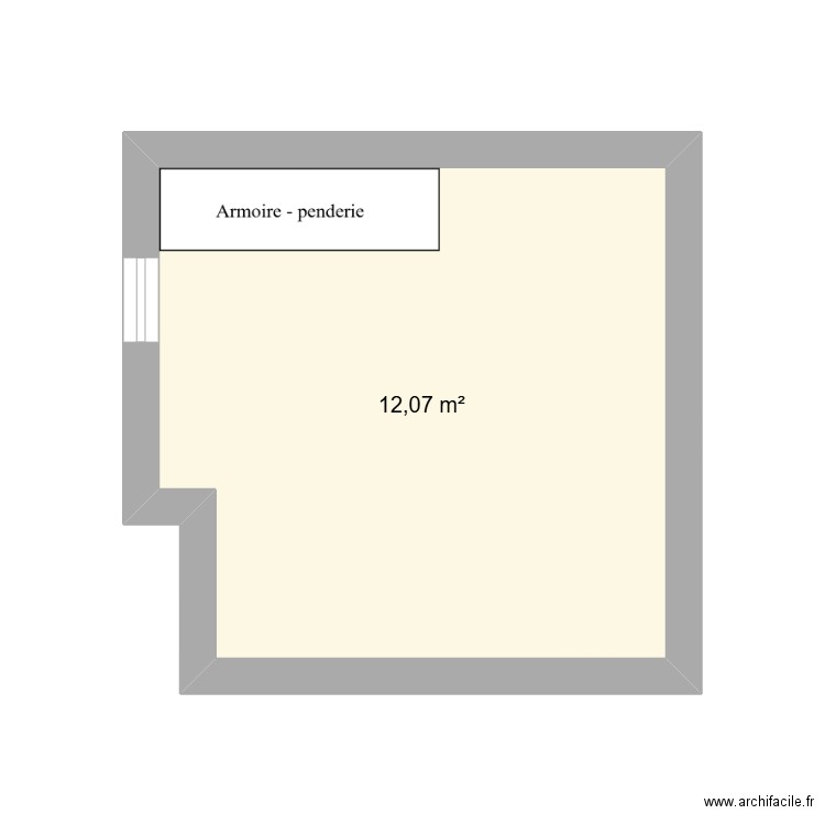 Walk-in + douche. Plan de 1 pièce et 12 m2
