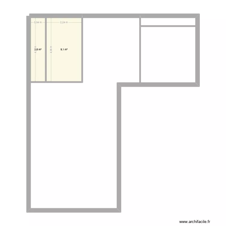 plan 80m&sup2;. Plan de 2  et 13 m²