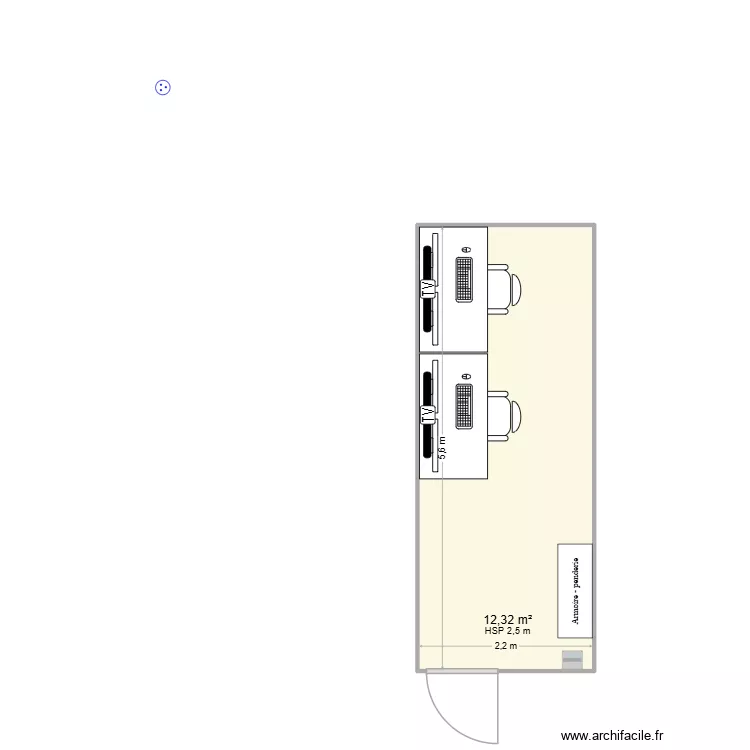 algeco. Plan de 1 Pièce et 12 m²