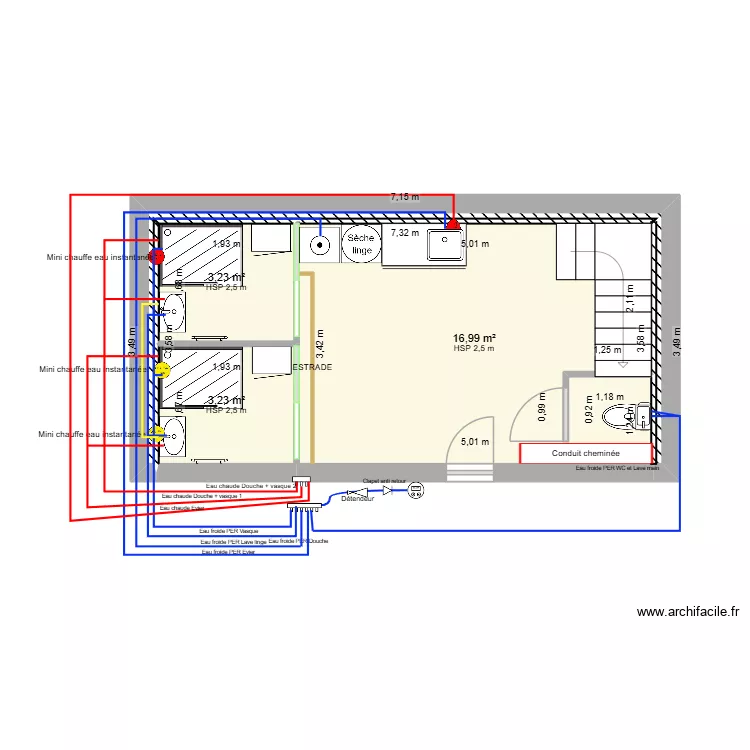 SDB PLOMBERIE. Plan de 4  et 25 m²