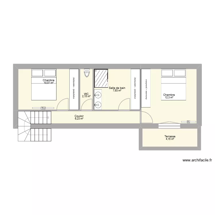 Plan R+1 villa BAOU 1. Plan de 6 et 43 m² Plan R+1 villa BAOU 1. Plan de 6 et 43 m²