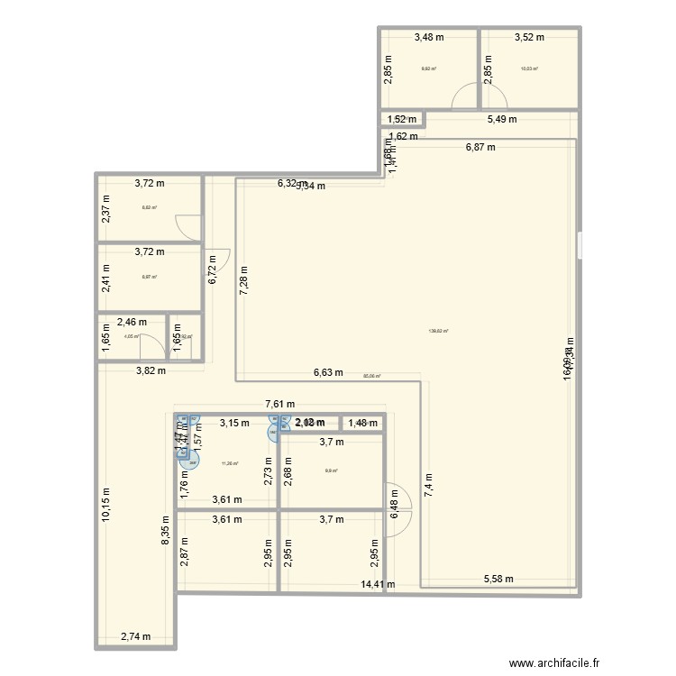guy. Plan de 14 pièces et 433 m2