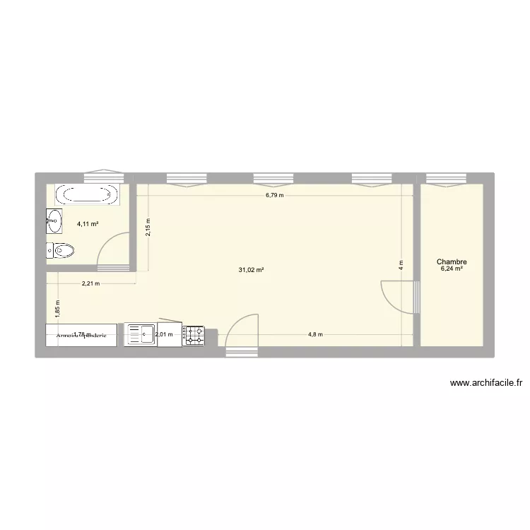 Appartement Chamby. Plan de 3  et 41 m²