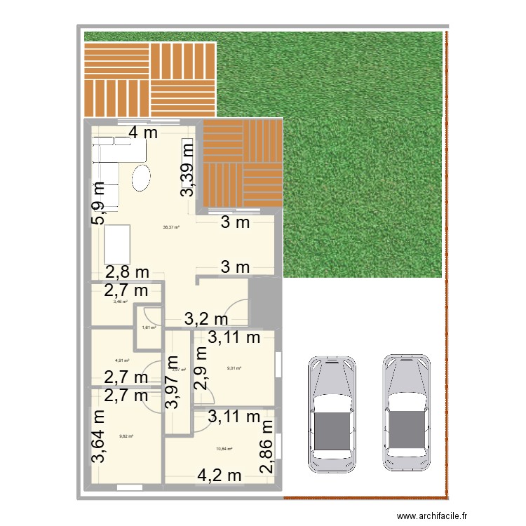 maison 2. Plan de 8 pièces et 80 m2