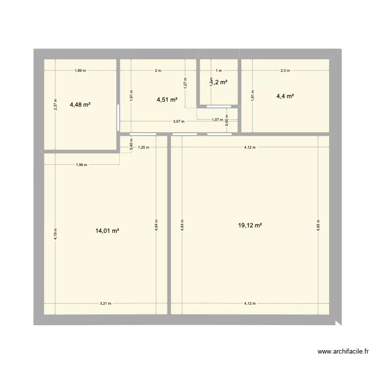 R+1. Plan de 6  et 48 m²