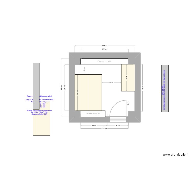 Cave. Plan de 1 pièce et 7 m2