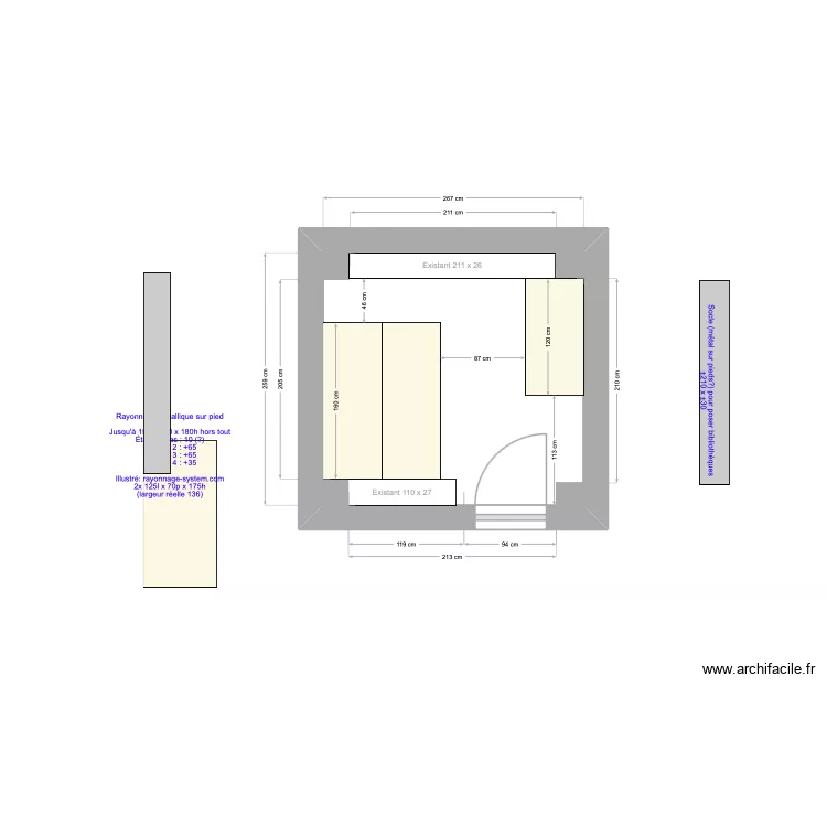Cave. Plan de 1  et 7 m²
