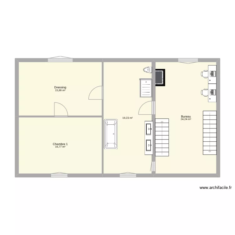 1er &eacute;tage. Plan de 4  et 76 m²