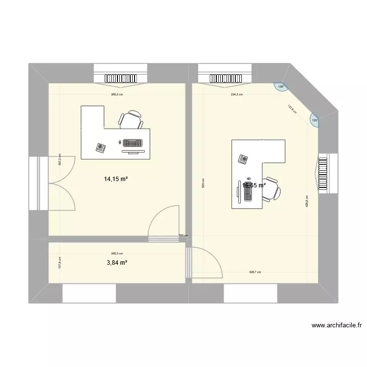 &eacute;cole de musique 2. Plan de 3 Pièces et 35 m²