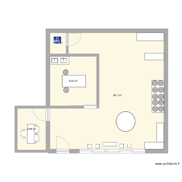 bhghgh. Plan de 4 pièces et 55 m2