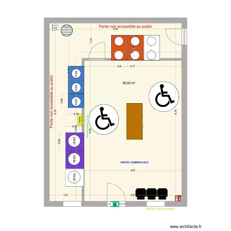Laverie PESSAC SAIGE Nouveau. Plan de 1  et 56 m²