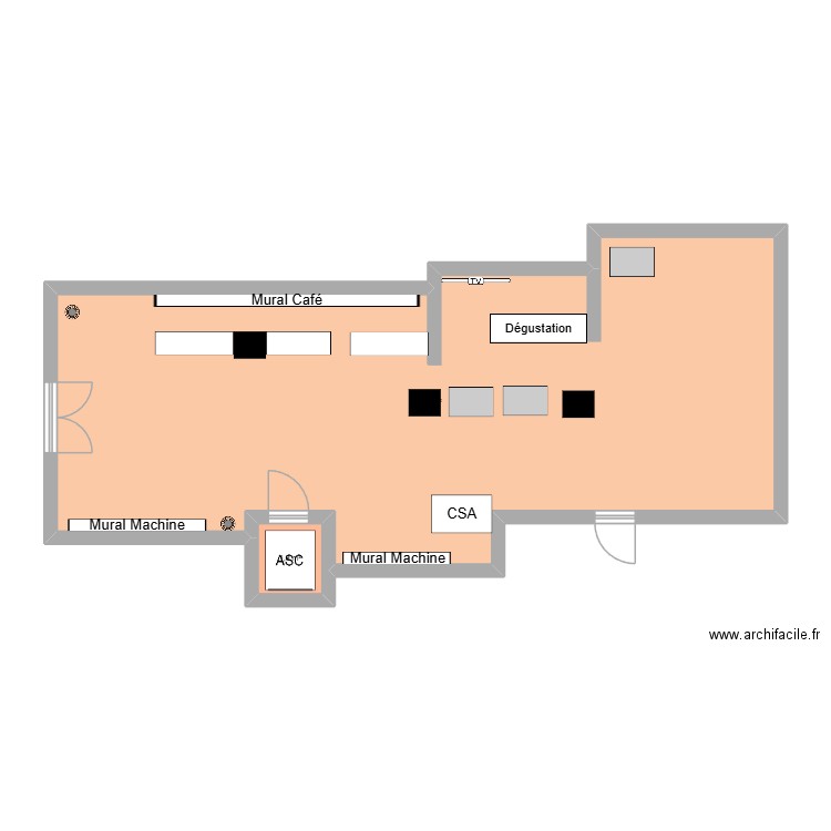 Nespresso Jacobins Nans. Plan de 2 pièces et 72 m2