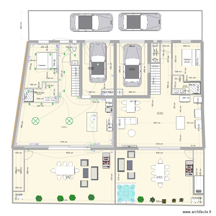 plan Dolus plancher chauffant. Plan de 36 pièces et 801 m2