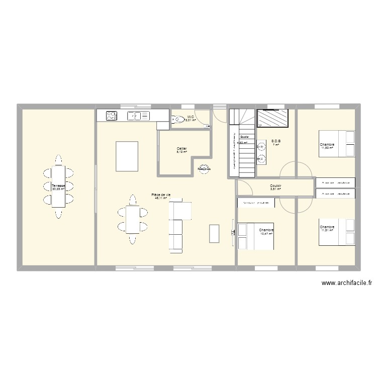 Plan maison. Plan de 10 pièces et 134 m2