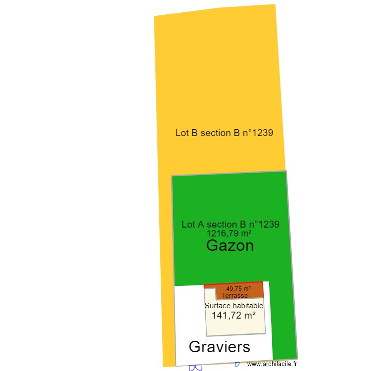 plan cadastre. Plan de 3 pièces et 1603 m2