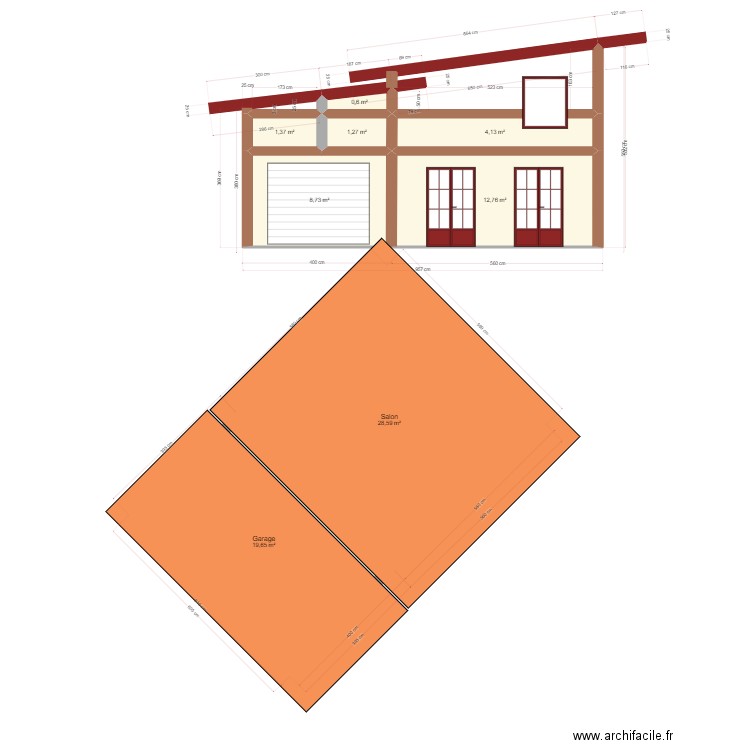 PLAN PETIT FACADE 2. Plan de 8 pièces et 77 m2