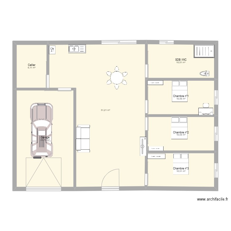 plan Maison PMR. Plan de 7 pièces et 125 m2