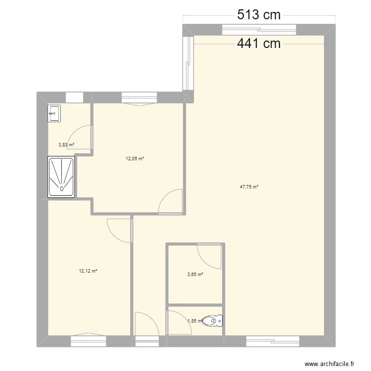 marcily sur eure. Plan de 6 pièces et 81 m2