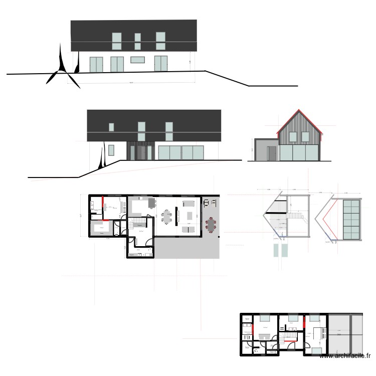 LONGERE TYPE 8 TER AVEC VELUX avec extension cuisine. Plan de 0 pièce et 0 m2
