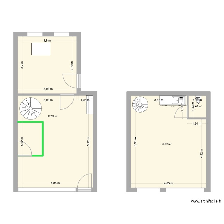 local le mans. Plan de 3 pièces et 71 m2