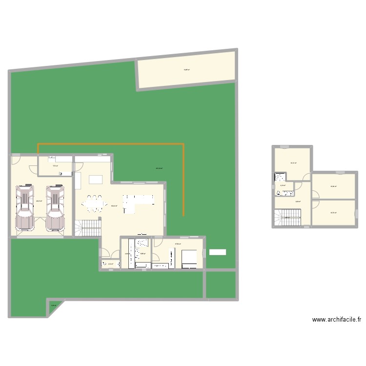 RDC. Plan de 16 pièces et 645 m2