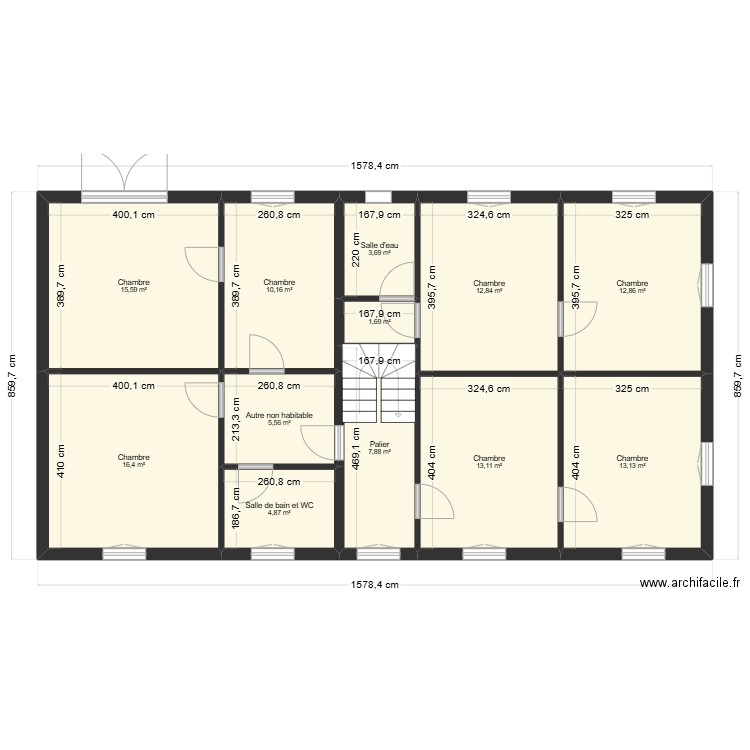 PROJET MALNAR EXISTANT ETAGE. Plan de 12 pièces et 118 m2