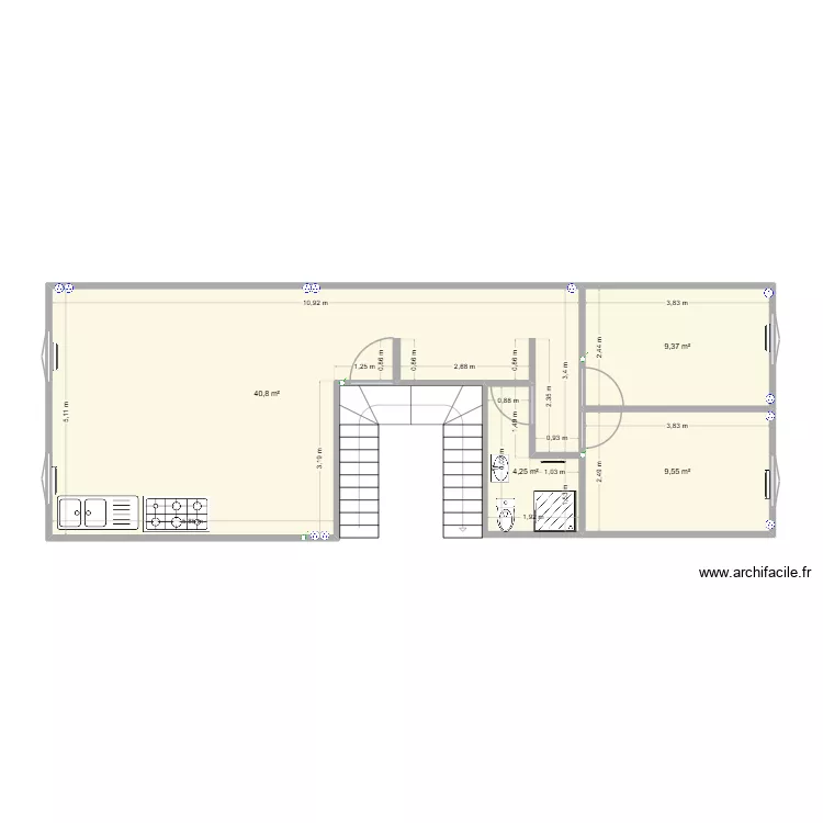 plan 2eme etage. Plan de 4  et 64 m²