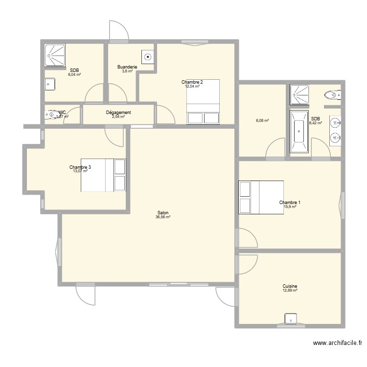 Pereybere - EDL. Plan de 11 pièces et 117 m2