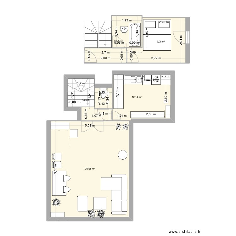 chez moi. Plan de 5 pièces et 63 m2