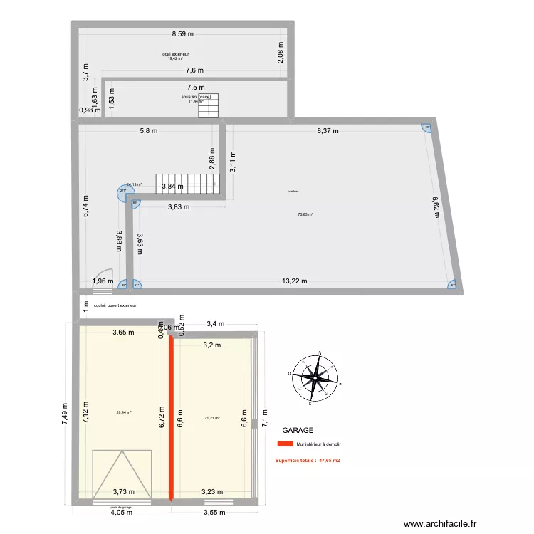 GISY GARAGEavant LOGEMENT 2. Plan de 6 et 176 m² GISY GARAGEavant LOGEMENT 2. Plan de 6 et 176 m²