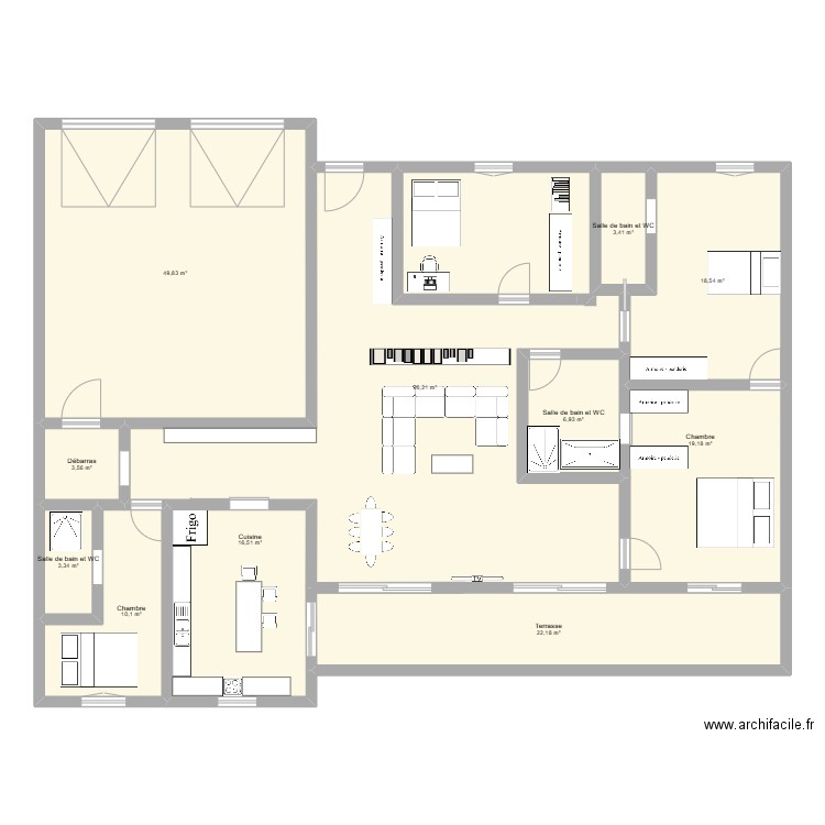 test . Plan de 11 pièces et 230 m2
