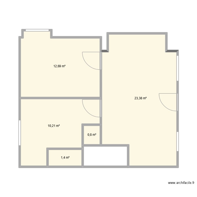 actuel. Plan de 5 pièces et 48 m2