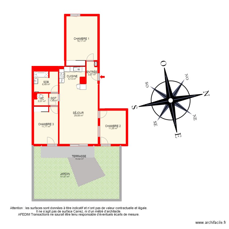 BI 16844 -. Plan de 18 pièces et 166 m2