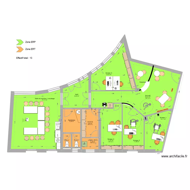 Pamiers v5 - ERP. Plan de 16  et 141 m²