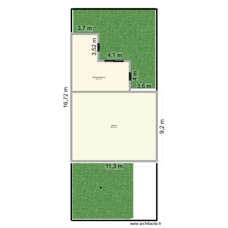 plan masse maison. Plan de 2  et 136 m²