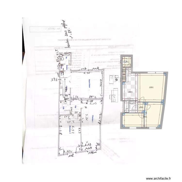 maison2. Plan de 7  et 52 m²