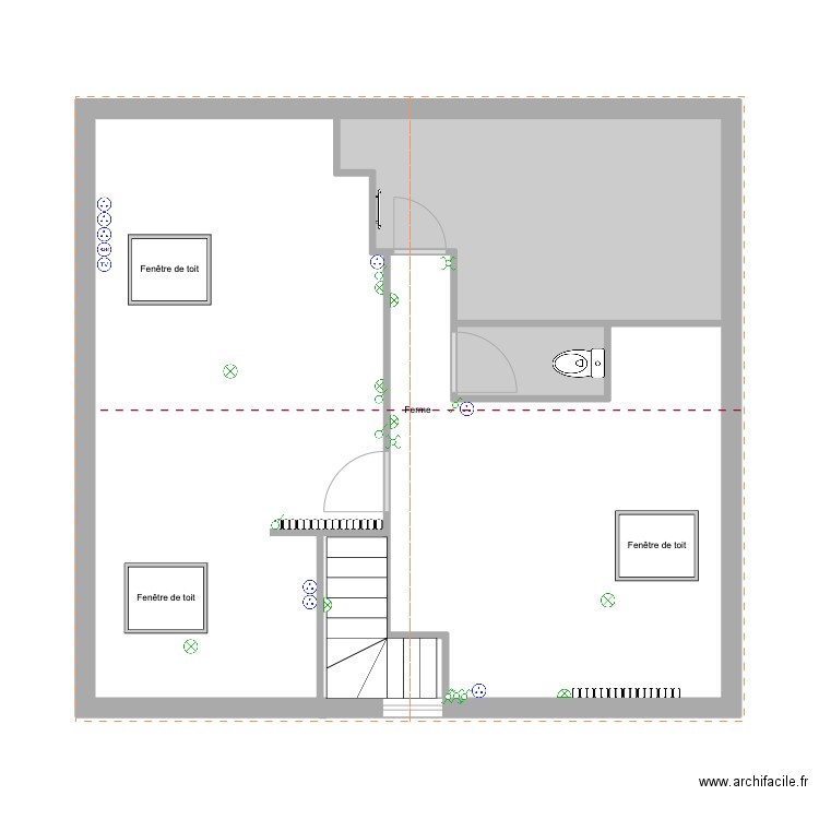 Gerin_Avant_Réseaux. Plan de 4 pièces et 60 m2
