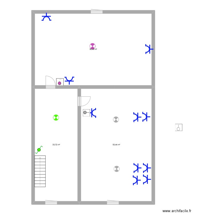 Véro étage. Plan de 3 pièces et 148 m2