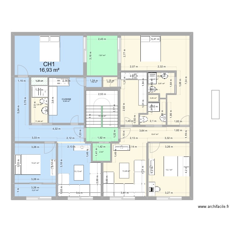 PLAN OUJDA R4. Plan de 19 pièces et 161 m2
