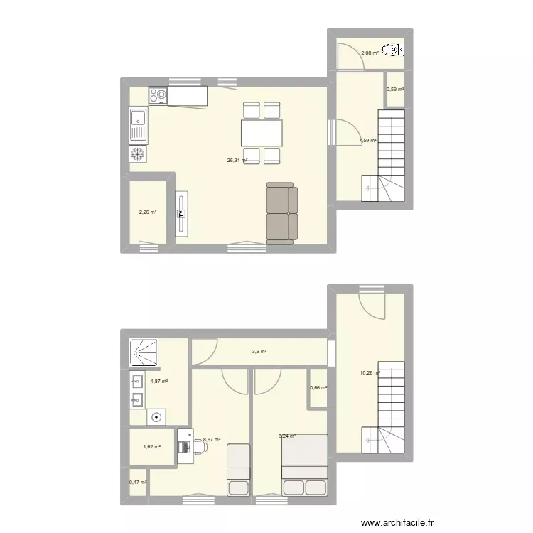 Bollène - Appartement n°3. Plan de 13 Pièces et 77 m² Bollène - Appartement n°3. Plan de 13 Pièces et 77 m²