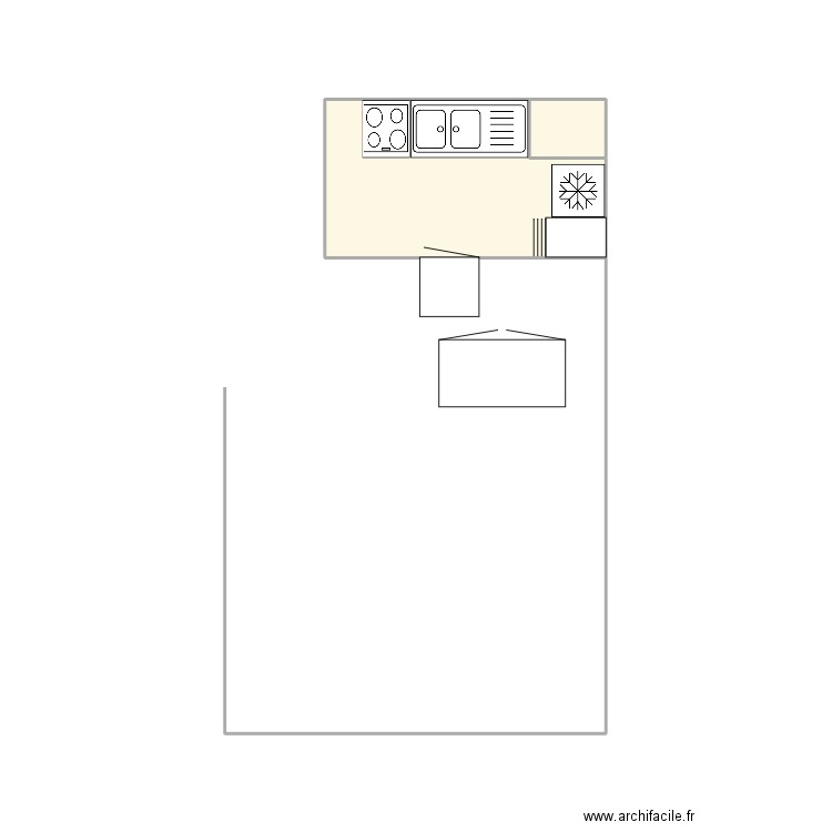 Cuisine Dijon. Plan de 2 pièces et 5 m2