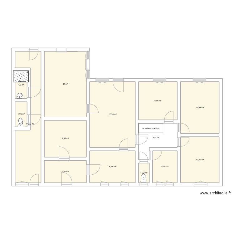 SUCCESSION BANCTEL. Plan de 14 pièces et 116 m2