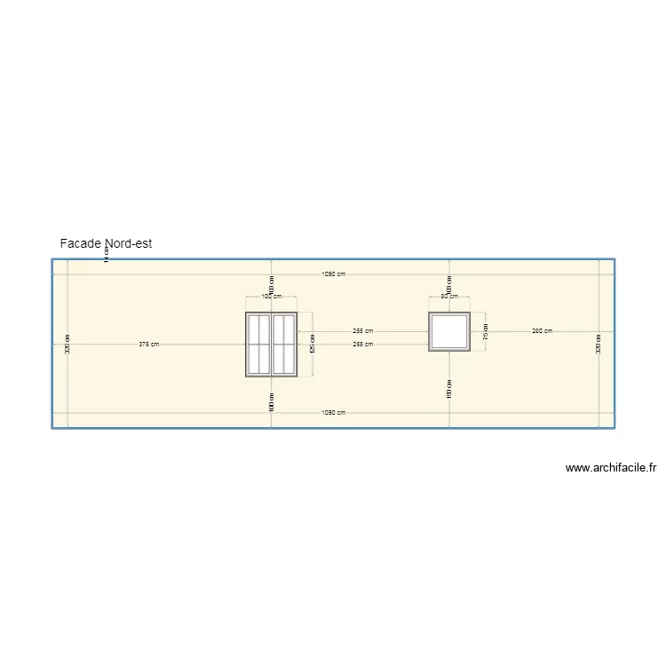 Façade Nord-est. Plan de Façade Nord-est. Plan de
