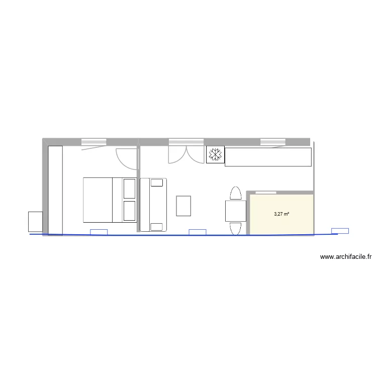studio meubl&eacute; V4. Plan de 