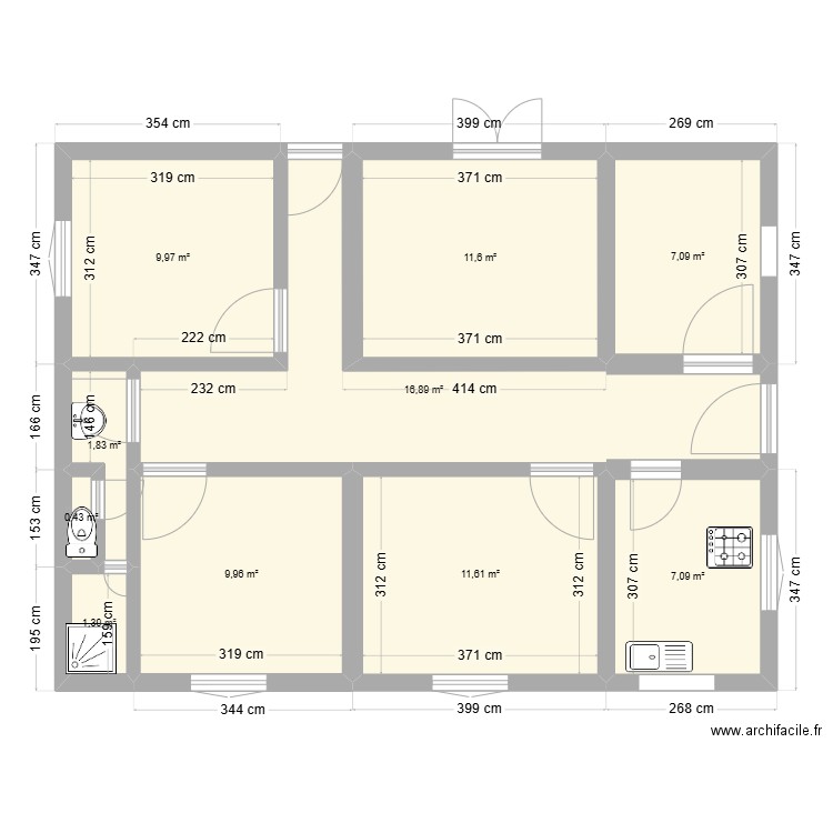 plan. Plan de 10 pièces et 78 m2