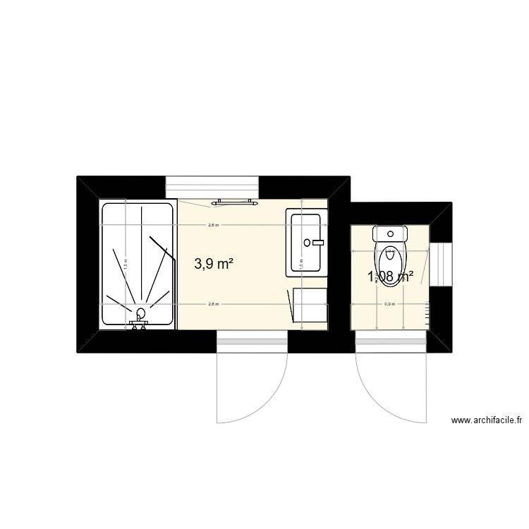 Projet Blanchetière - Projet. Plan de 2 pièces et 5 m2