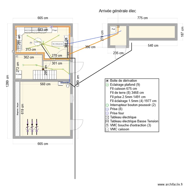 Miellerie V2. Plan de 8 pièces et 102 m2