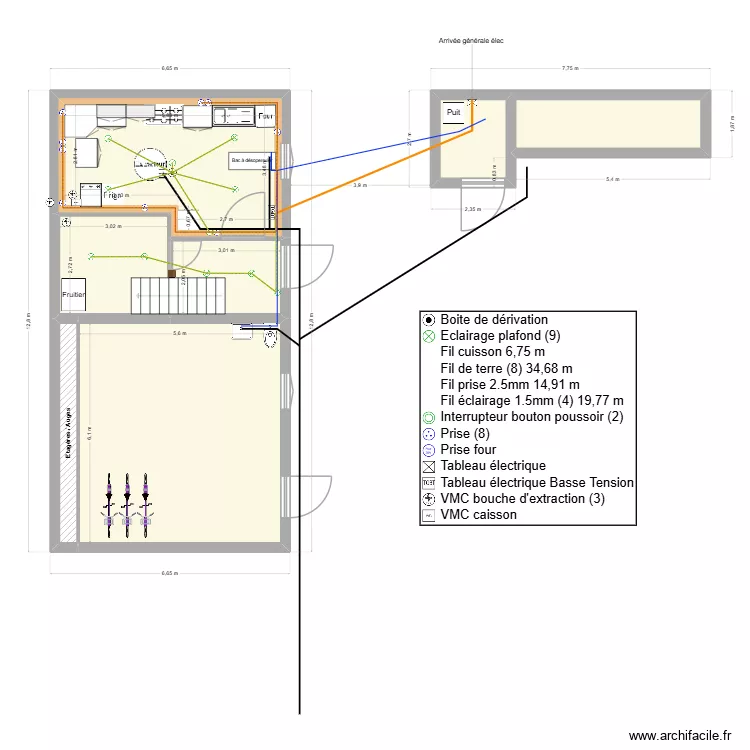 Miellerie V2. Plan de 8  et 102 m²