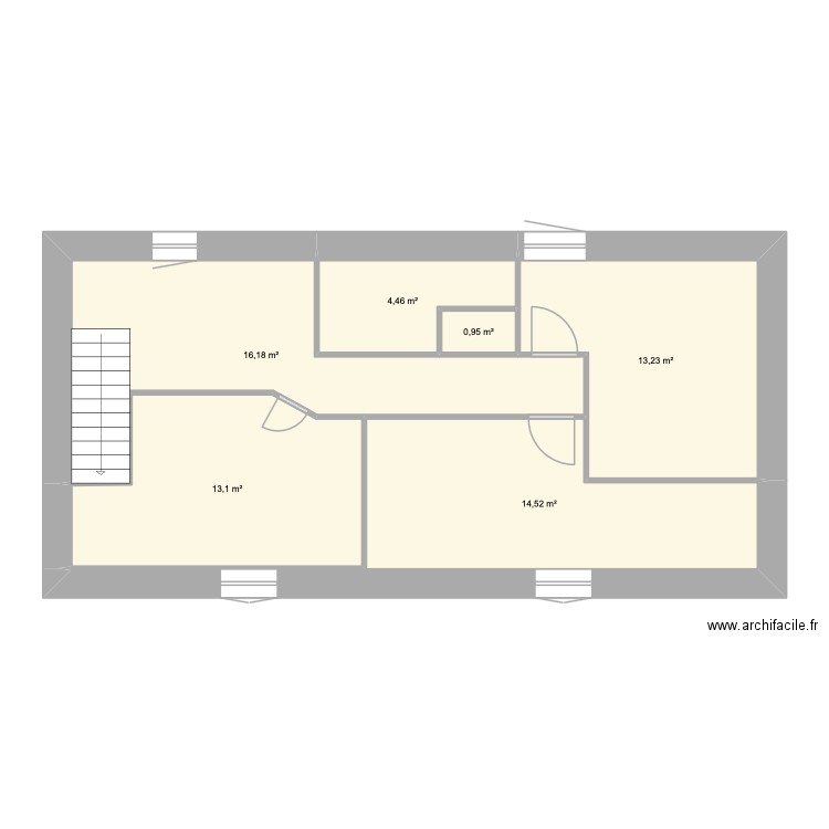 plan etage 1. Plan de 6 pièces et 62 m2