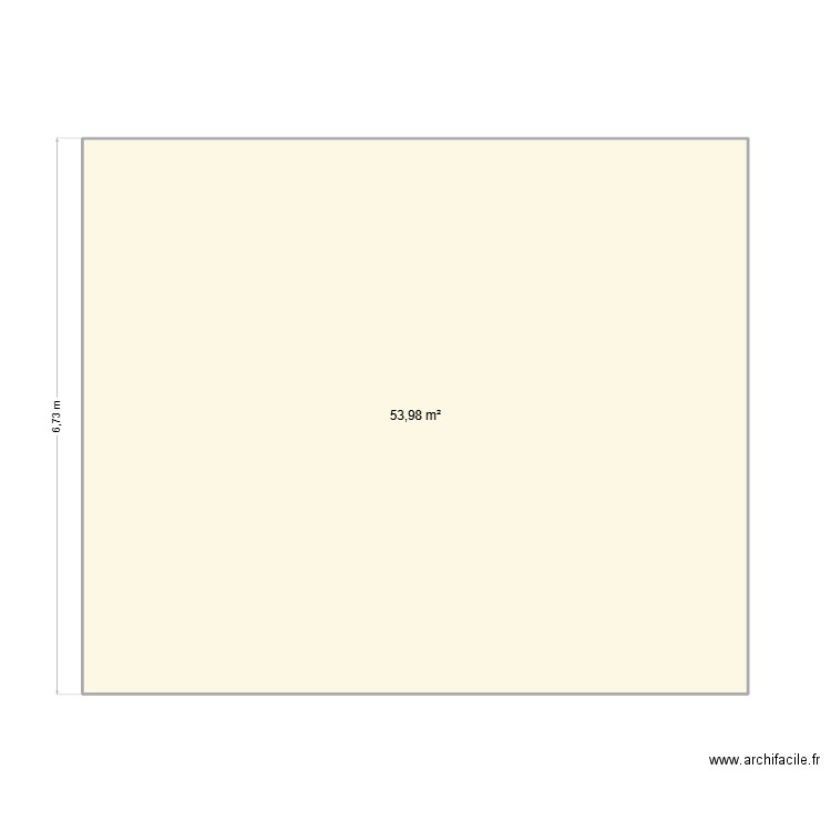 Toit avec débord. Plan de 1 pièce et 54 m2